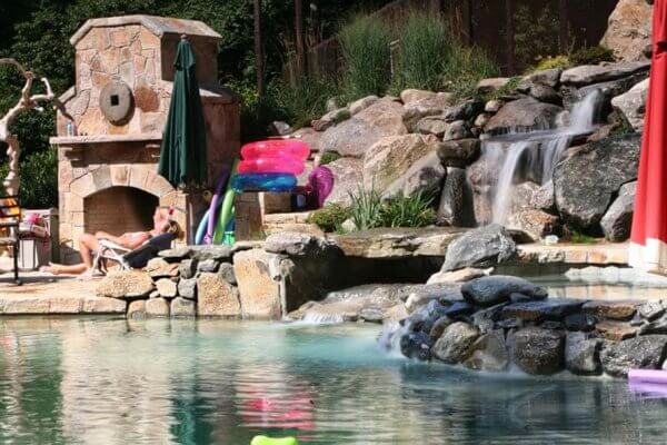 Gunite Swimming Pool with Waterfall Construction