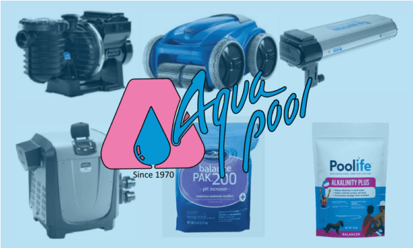 A collage showing the pool products sold by Aqua Pool